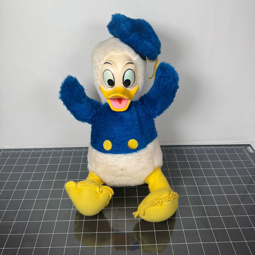 Vintage Walt Disney Land Donald Duck Rubber Face Plush California Stuffed 14