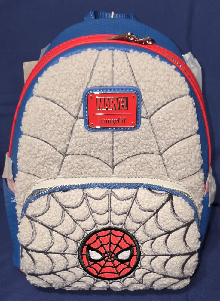 Disney Parks Marvel Loungefly Spiderman Sherpa Fur Backpack New With Tags $90