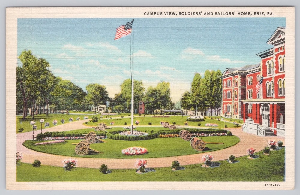 Vintage Linen Postcard Soldiers' & Sailors' Home Erie PA Campus View