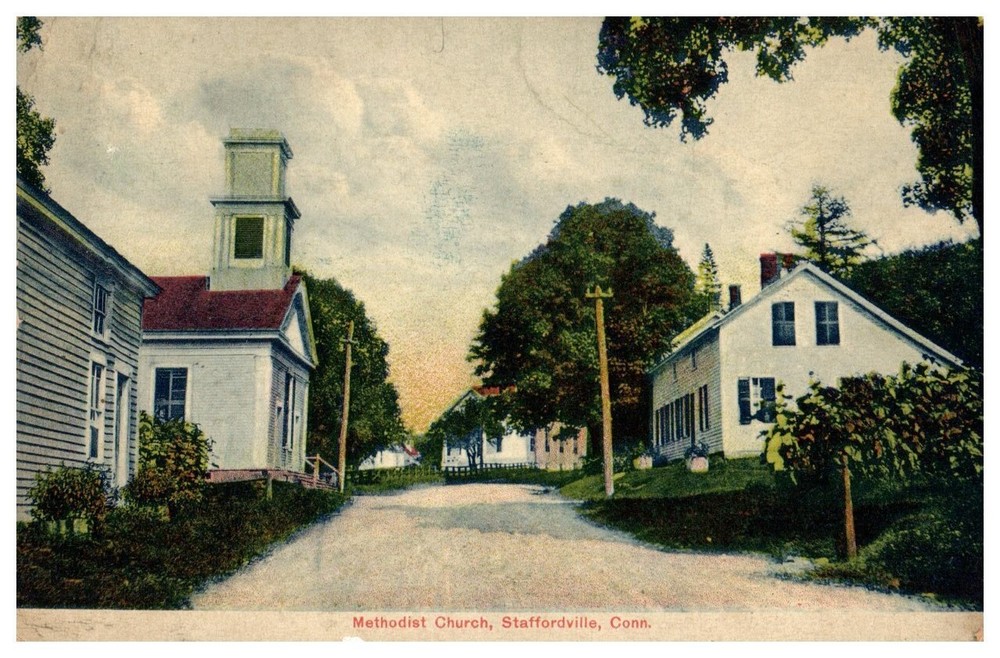 Vintage Postcard 1914 Methodist Church, Staffordville, Connecticut (CT)