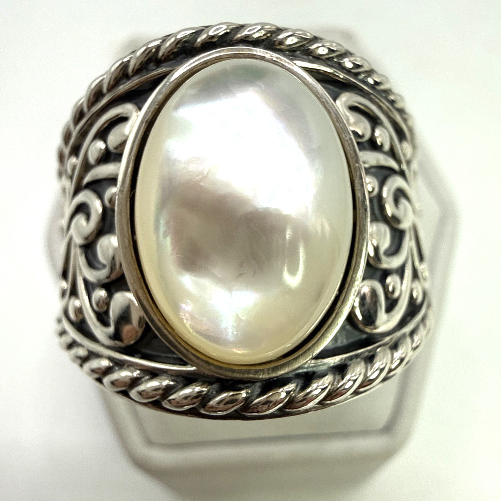 STUNNING.925 Vintage Sterling Silver Estate Ring Size 9 w-White Stone(JTV)