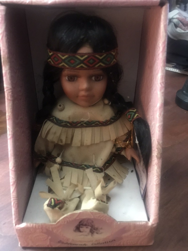 Vintage Goldenvale Collection Porcelain Indian Doll In Box