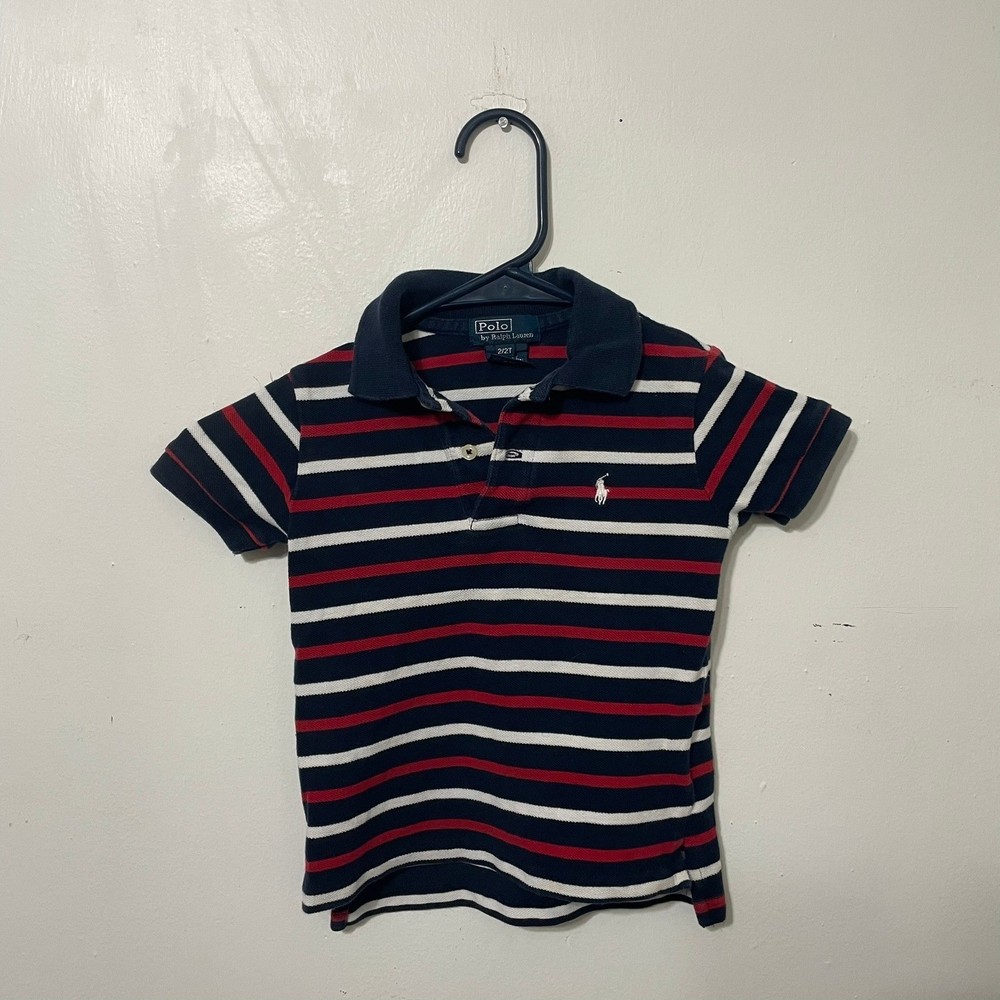 Polo Ralph Lauren Kids Toddler 2T Navy Red White Striped Polo Shirt Classic