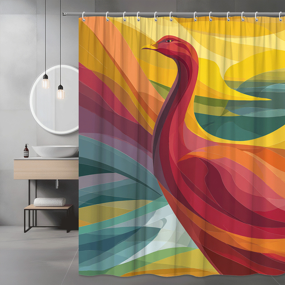 Abstract Bird Shower Curtain Colorful Graphic Design