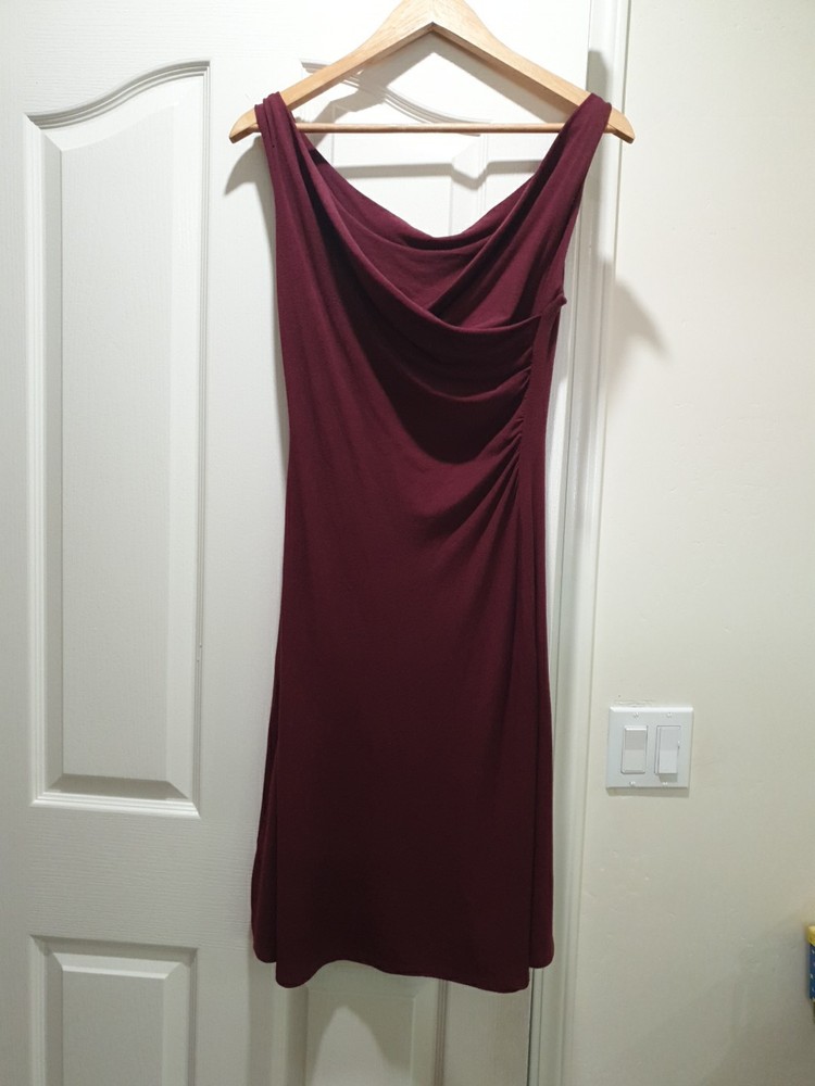Blue Canoe Organic Womens L Red Bamboo Blend Faux Wrap Surplice Dress Ruched