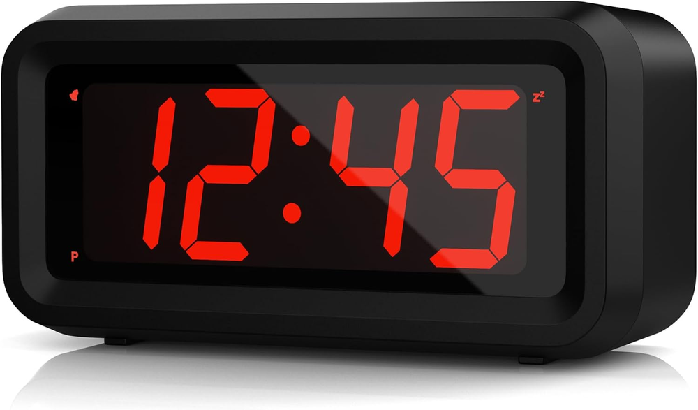 Compact LED Digital Alarm Clock with Adjustable Brightness – Battery Powered