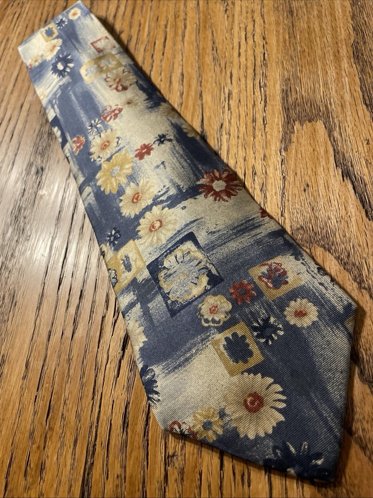 Vintage EUC Puritan Abstract Floral Silk Tie Men’s Hand Made Necktie
