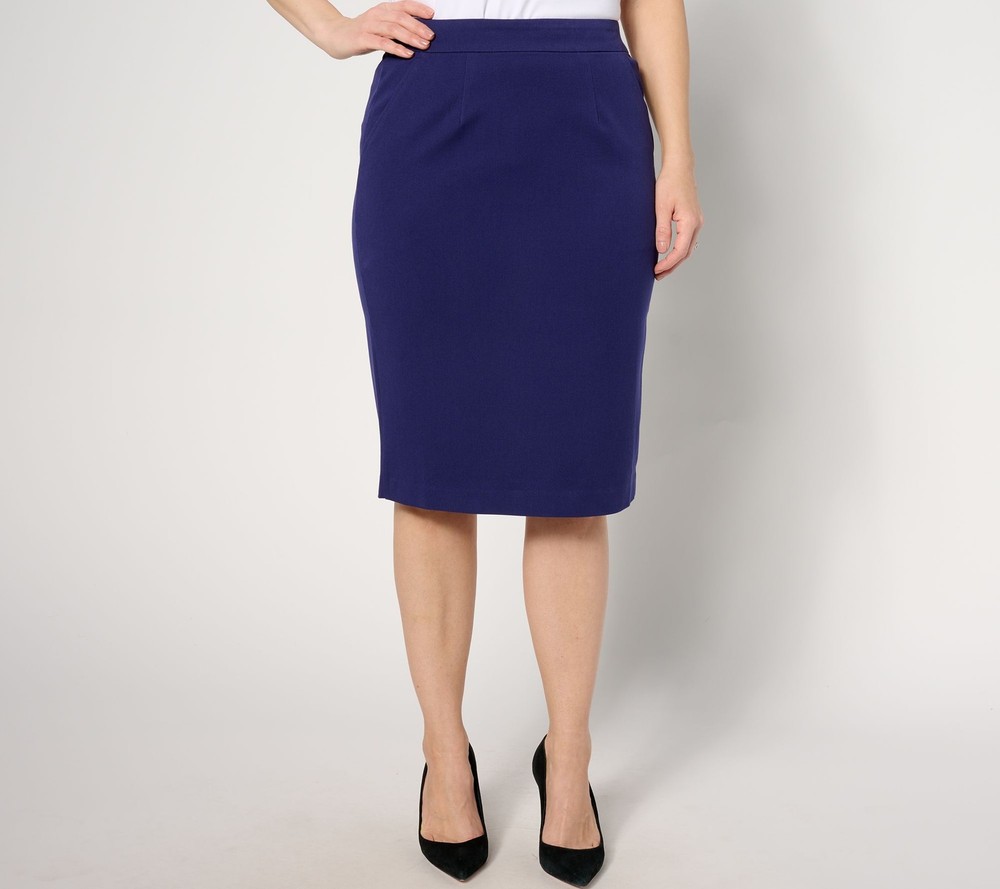 Isaac Mizrahi Live! Women's Skirt Sz 14 Regular Stretch Pencil Blue A637765