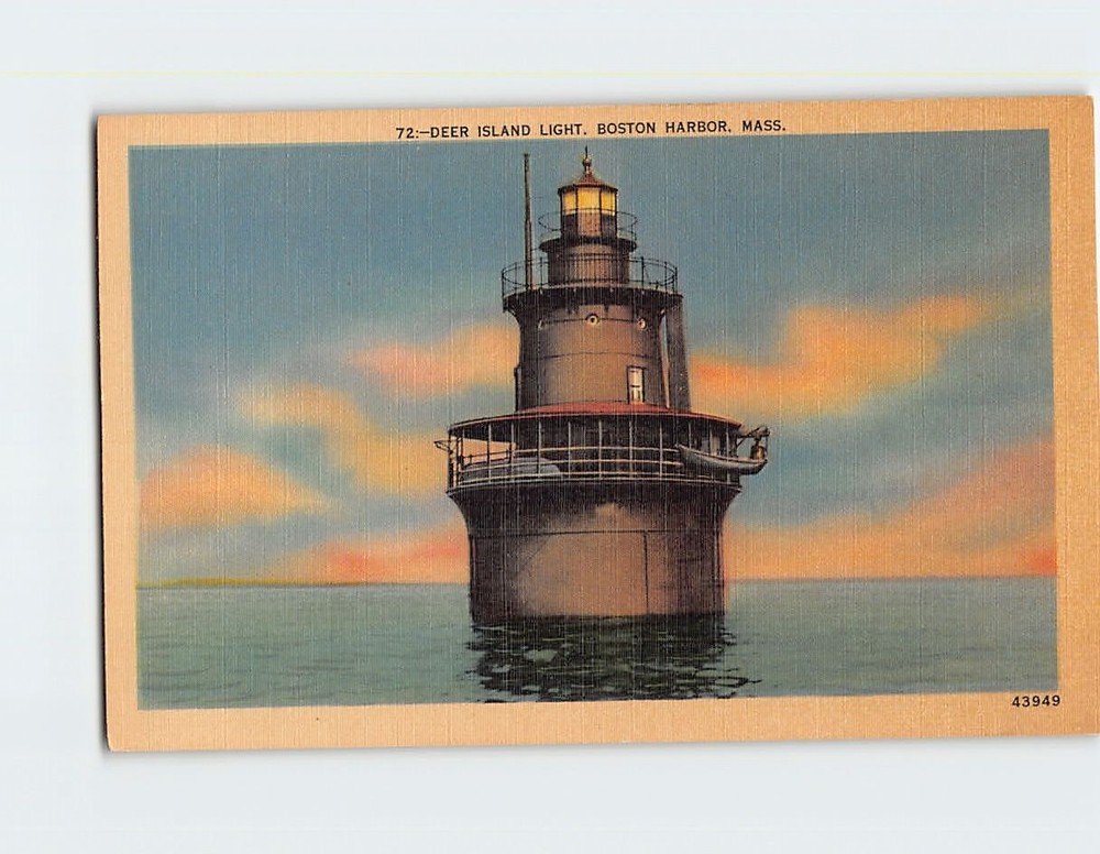 Postcard Deer Island Light Boston Harbor Boston Massachusetts USA