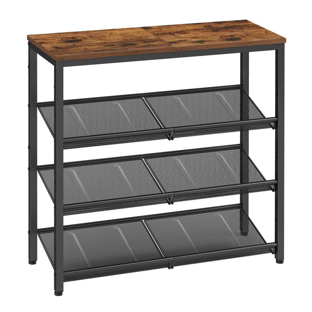 4-Tier Entryway Shoe Rack with Storage Shelves