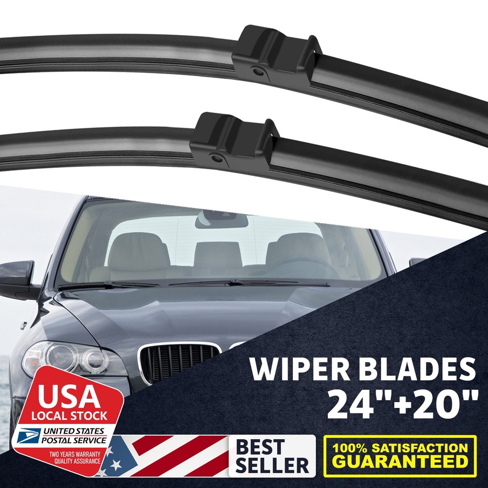 NEW 24''+20'' OEM Replace Quality Bracketless Windshield Wiper Blades Side lock