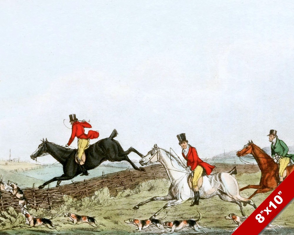 CHASING THE FOX HUNT HORSE EQUESTRIAN HUNTING ART PAINTING REAL CANVAS PRINT