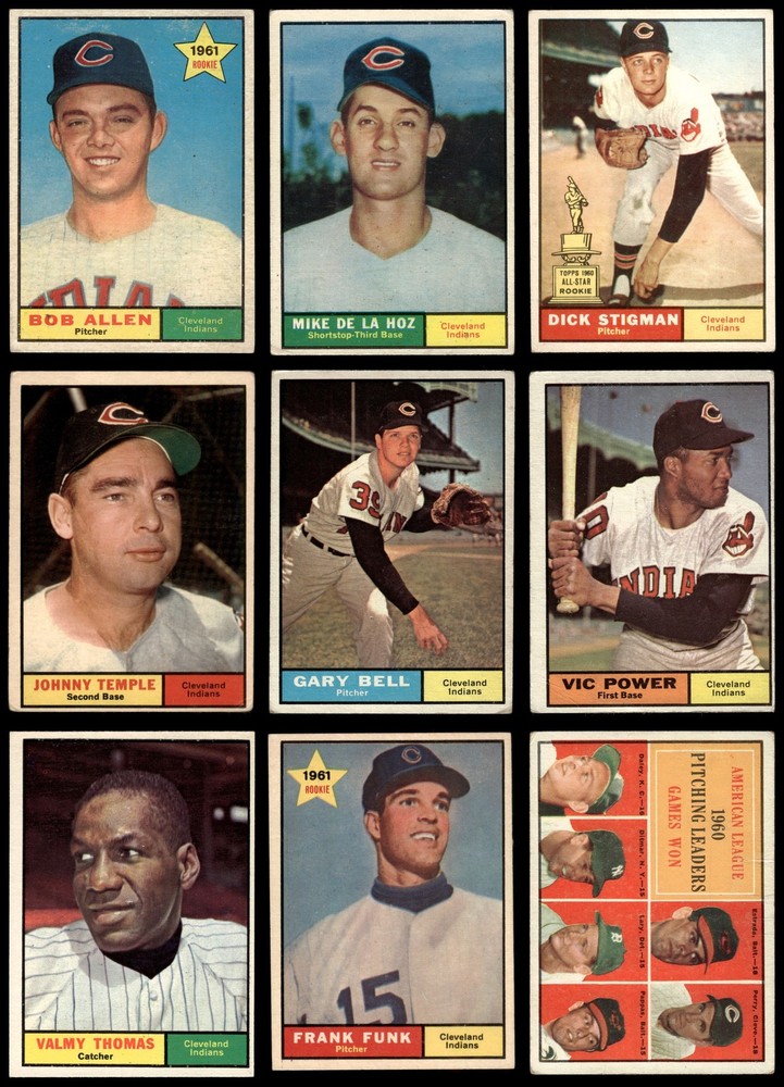 1961 Topps Cleveland Indians Near Team Set 3 - VG 7180447 (18 / 30 cards)