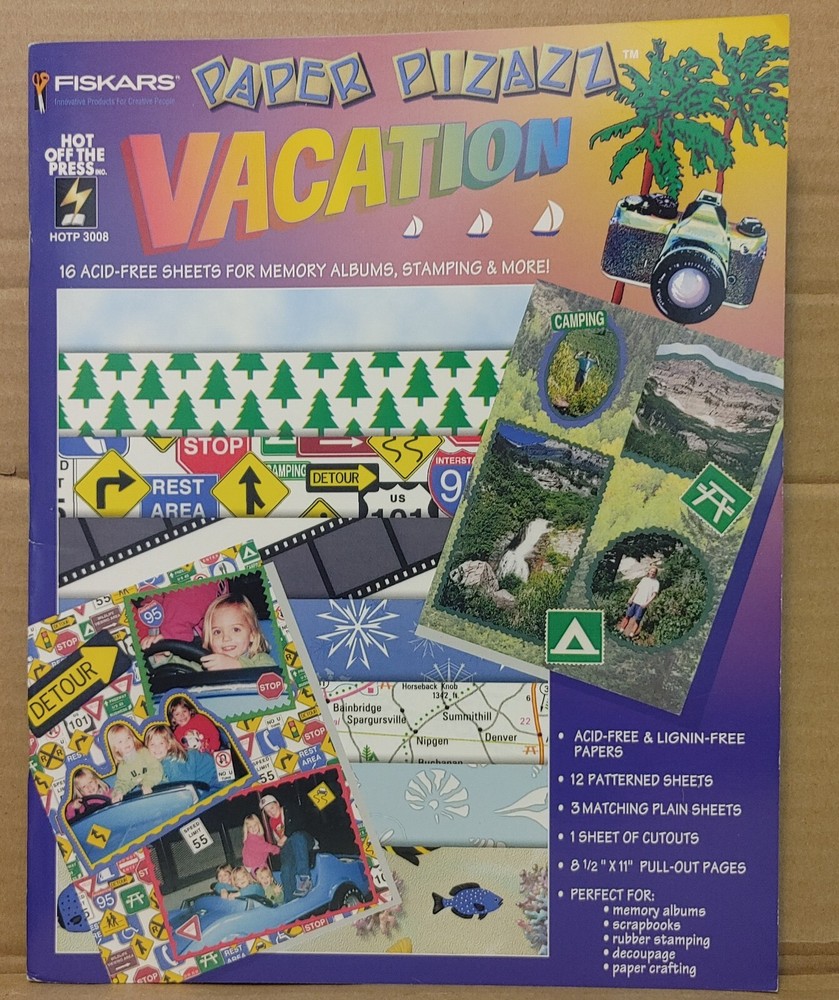 Fiskars Paper Pizazz Vacation Scrapbook Acid Free Sheets Book 1996-image
