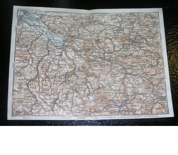 1910 Original Antique Map Of Saxony Sachsen Dresden Pirna Elbe River / Germany