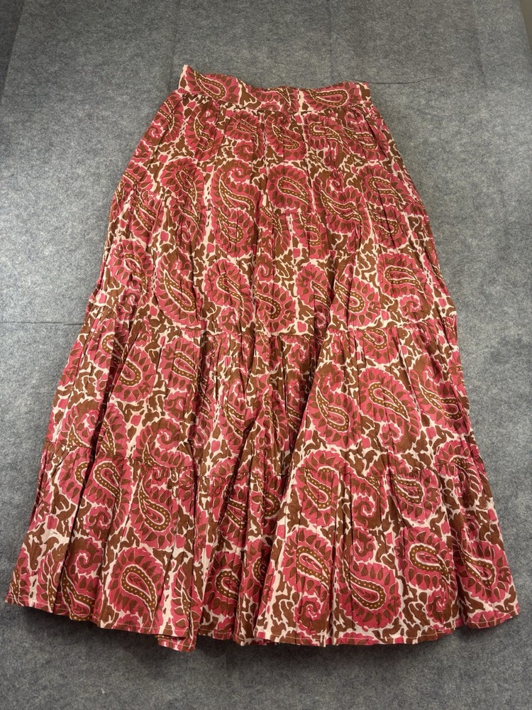 Cleobella Jacinta Maxi Skirt Pink Pockets Paisley Women’s M Boho Artsy Coastal