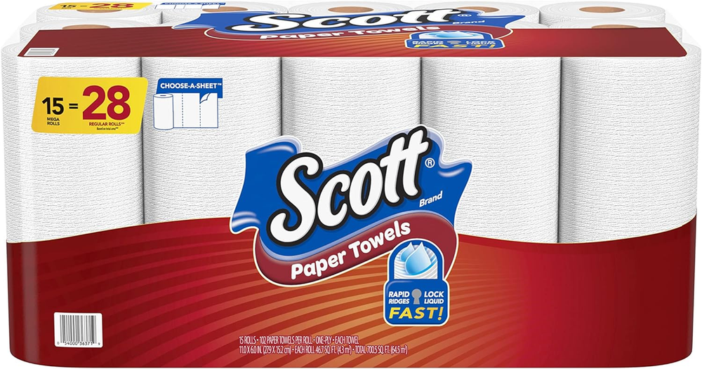 Scott Paper Towels, Choose-A-Sheet - 30 Mega Rolls = 56 Regular Rolls (102 Sheet
