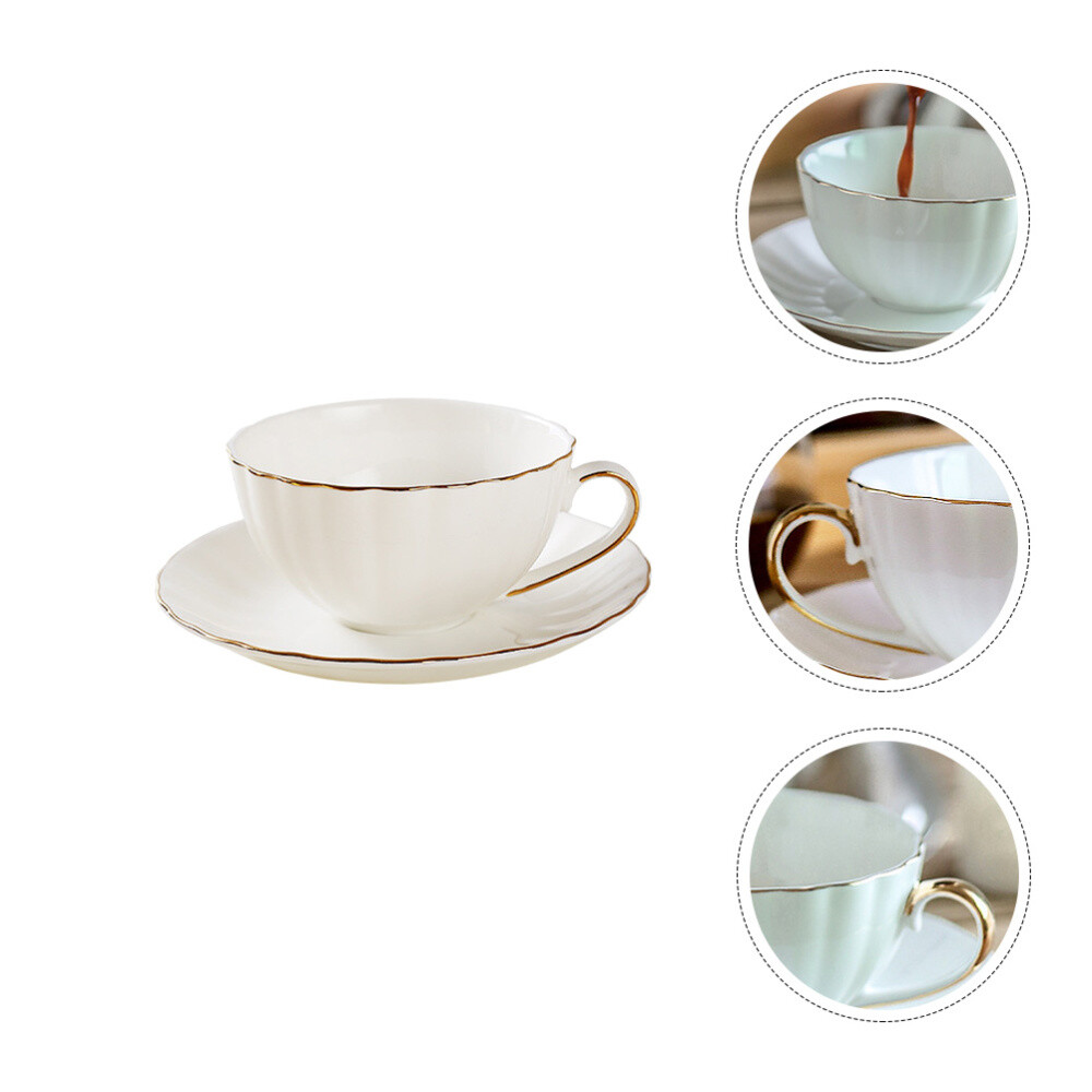 Coffee Cup Set Mugs Porcelain White Tea with Lid Honey Container