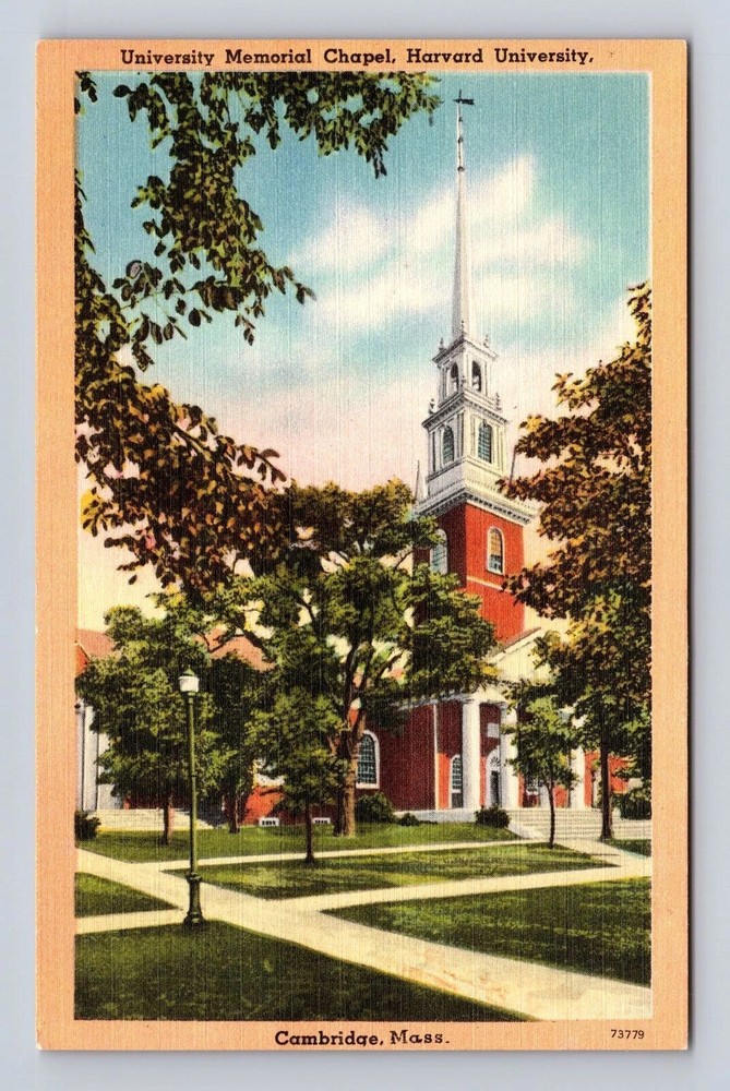 Cambridge MA-Massachusetts, University Memorial Chapel, Vintage Postcard