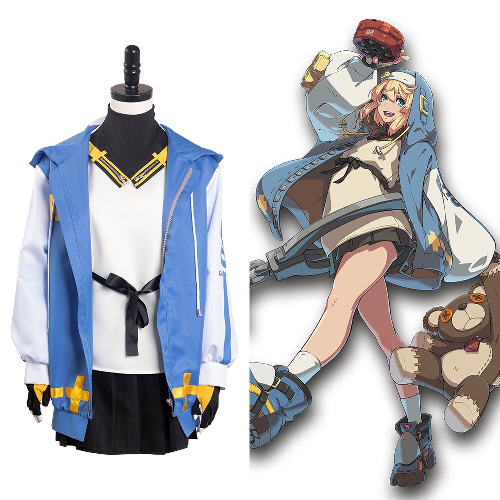 Guilty Gear Strive Bridget Cosplay Costume Hoodie Jacket Skirt Party Outfit