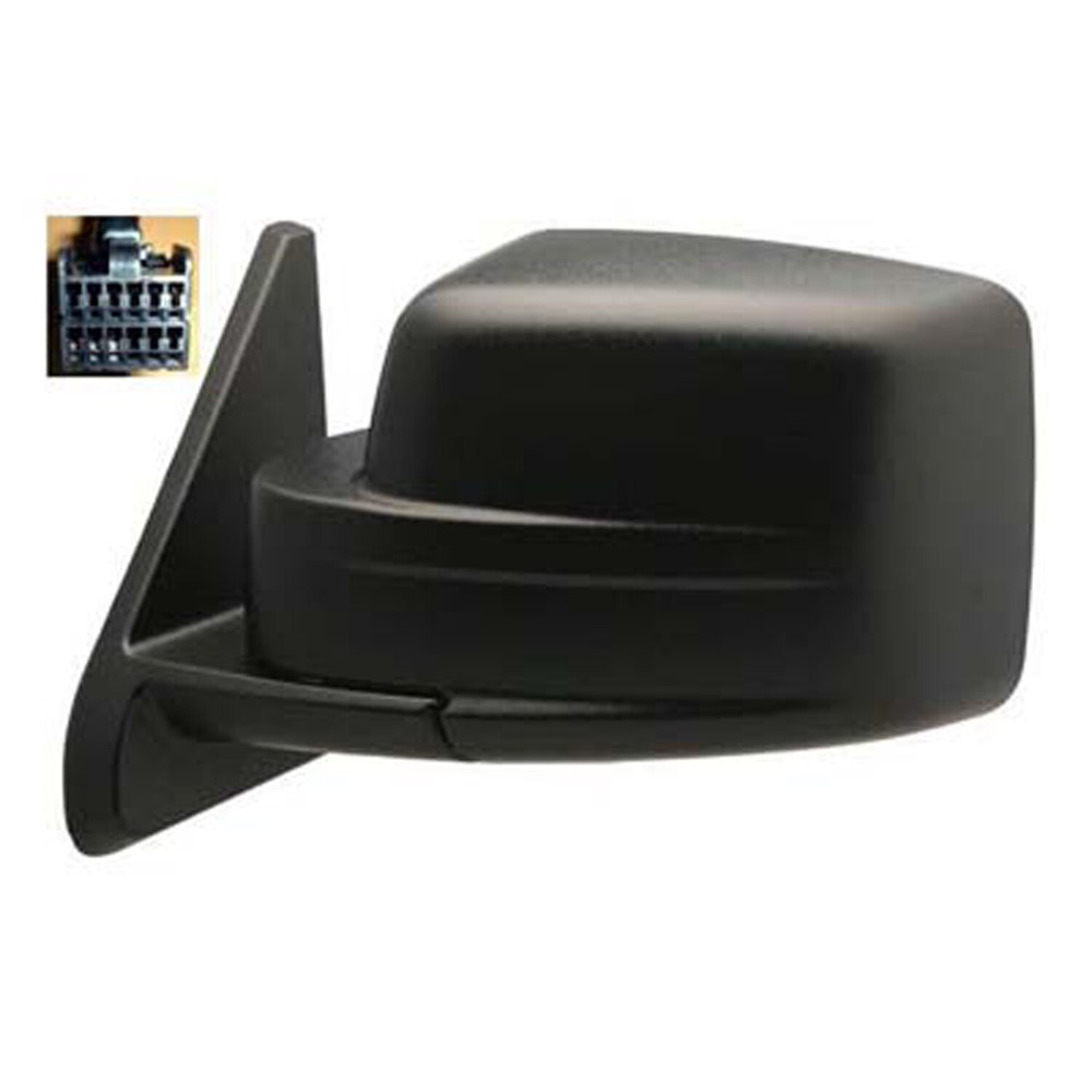 Unpainted Power Flat Driver Side Door Mirror Heated Manual Folding 128-01878L
