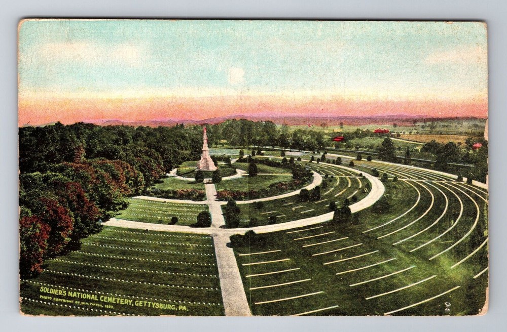 Gettysburg PA-Pennsylvania, Aerial Soldiers National Cemetery, Vintage Postcard