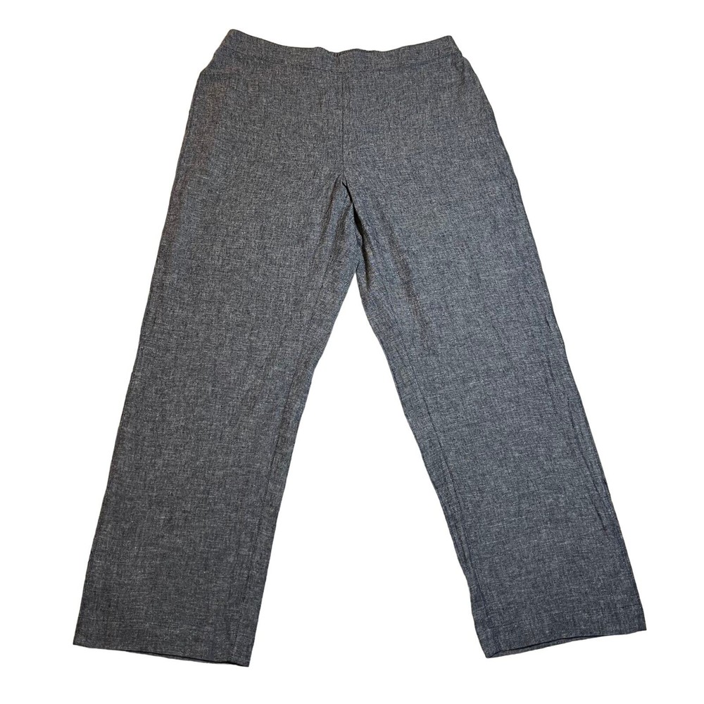 Chico's High Rise Linen Blend Crossdye Saba Straight Leg Pants Size Med/10 NWT