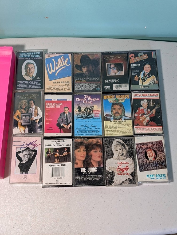 Country Music Cassette Tapes Lot of 15 Dolly Parton Willie Nelson & More Vtg