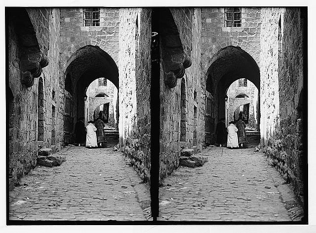 Photo:Jerusalem Jewish Quarter Street 1930s Narrow Stone Alley Stereograph