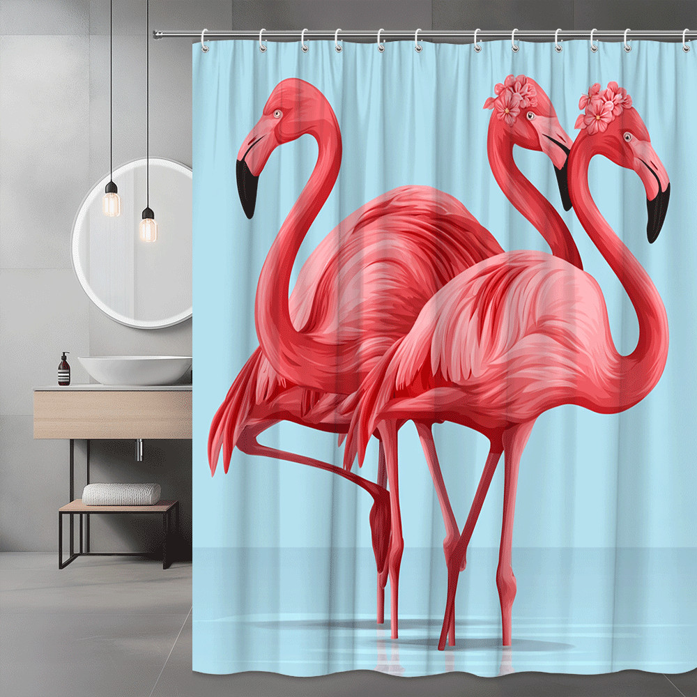 Pink Flamingo Shower Curtain Tropical Bird Print