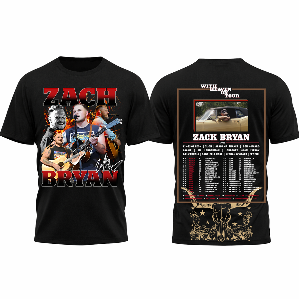 Zach Bryan 2026 Tour Shirt, ZB With Heaven On Tour Vintage - All Over Shirt