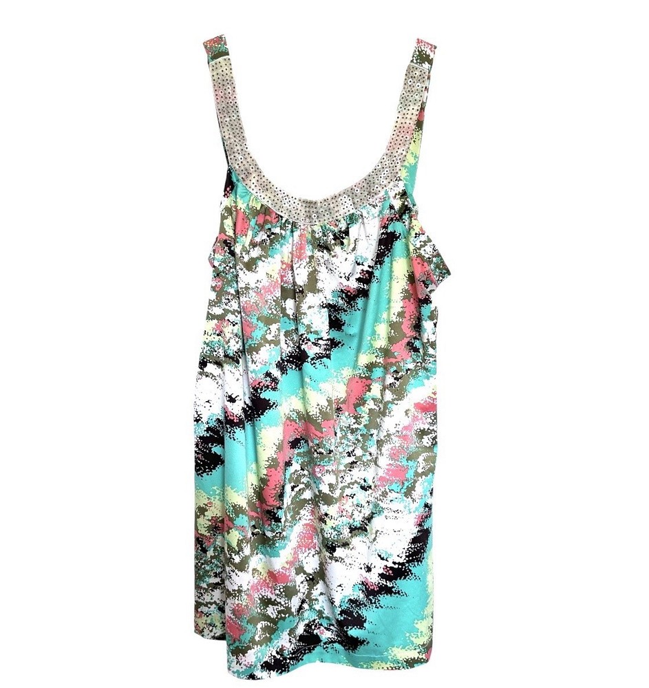 Torrid Tunic Women’s Size 4 Geometric Boho Sleeveless Shirt Top With Tie