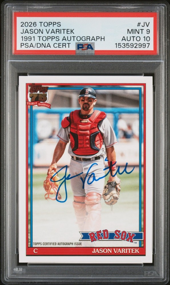 2026 Topps Series 1 Jason Varitek 1991 Auto PSA 9 Boston Red Sox
