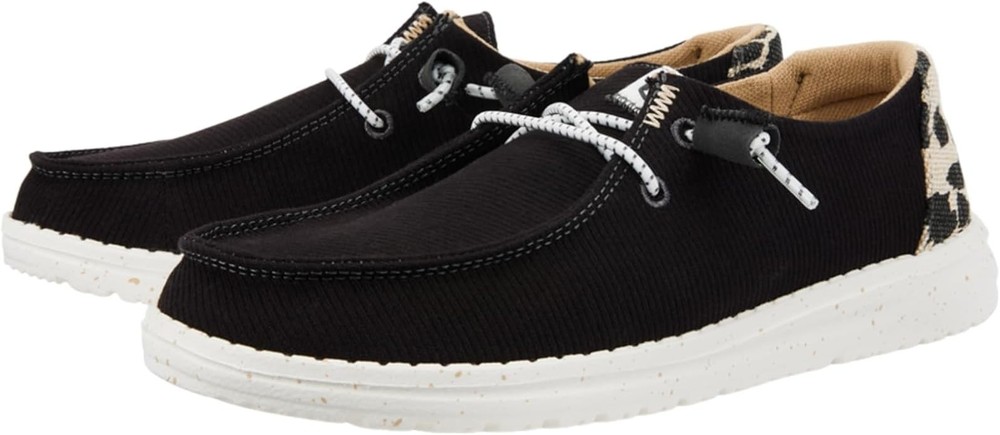Hey Dude Wendy Rise Black Leopard Print Women's Shoes