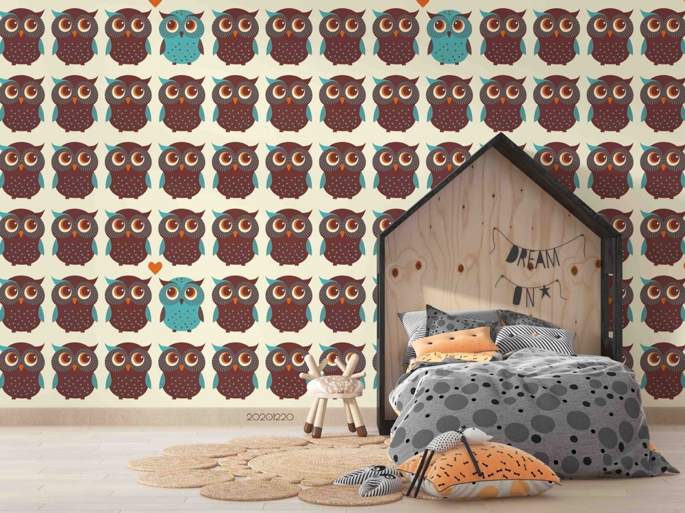 3D Owl Animal Cartoon Pattern Wall Murals Wallpaper Murals Wall Sticker