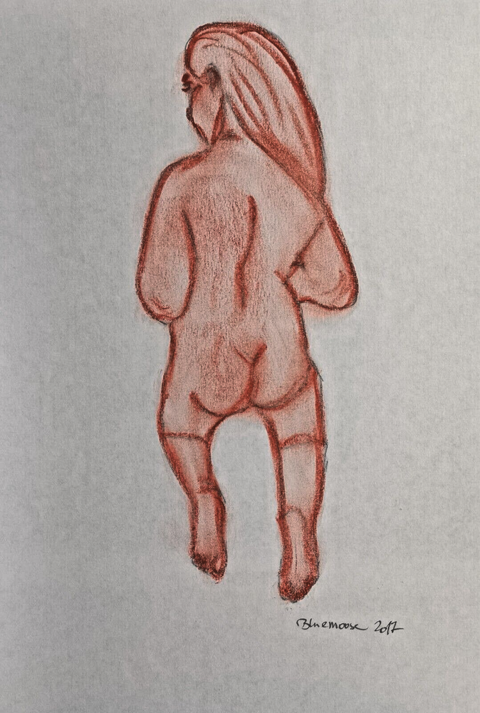 Unique nude erotic drawing woman rubella on paper approx. 21x30cm original