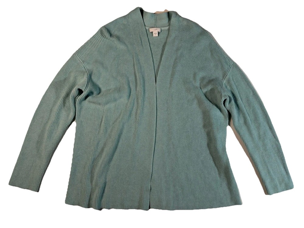 J. Jill Women’s Size Medium Long Sleeve Open Front Cardigan Sweater Teal/Blue