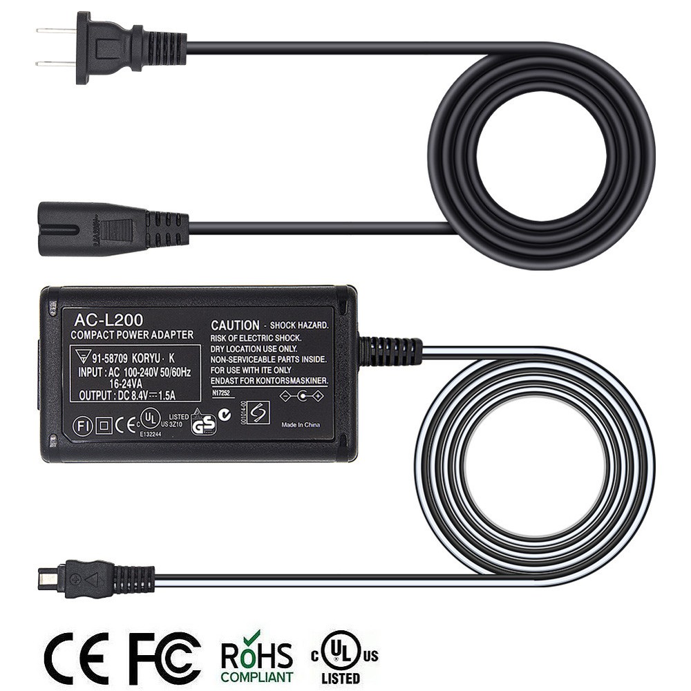 AC Power Adapter Charger & US Cable for SONY Handycam HDR-HC7 HDR-TG5V Camcorder