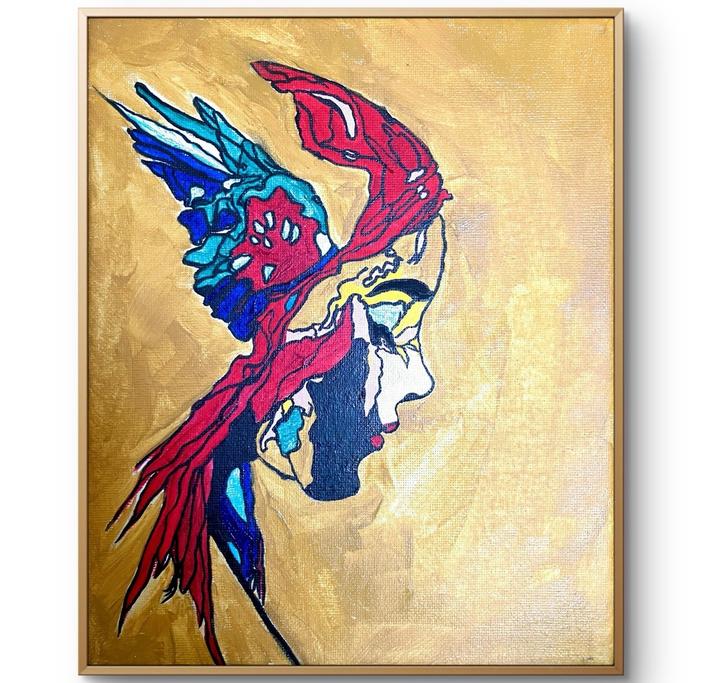 TITA PAINTZ Bird Woman Hand Painted Portrait Surreal Fantasy Art 8x10 Canvas