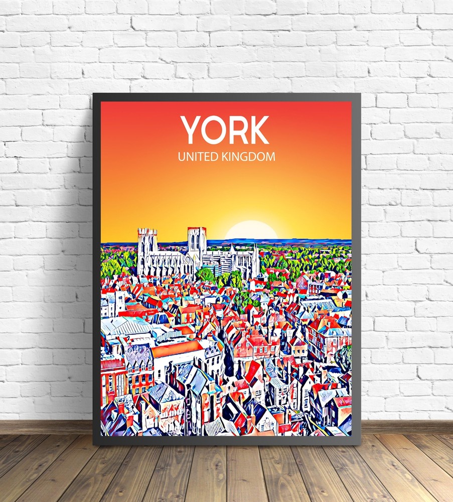 York United Kingdom Art Poster Sunset Night Poster Art Print York City Modern