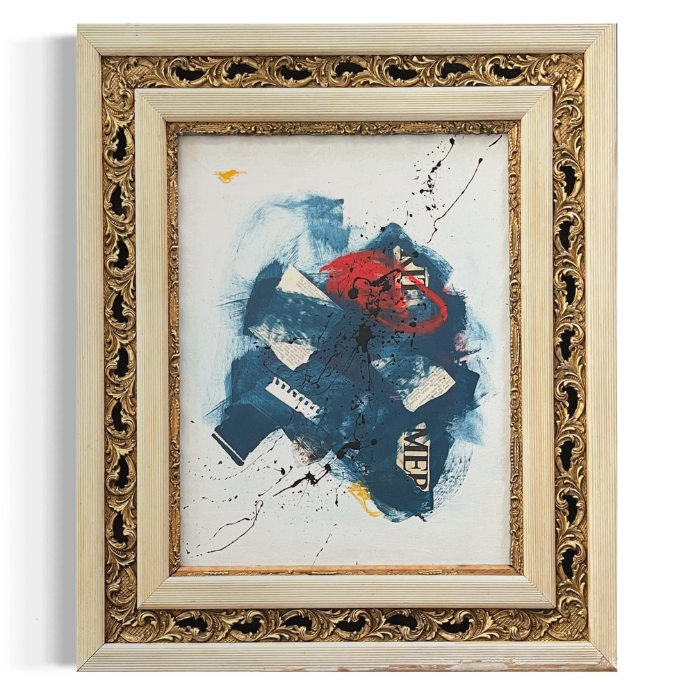 Original Ornate Framed Mixed Media Abstract Art Painting 25x29