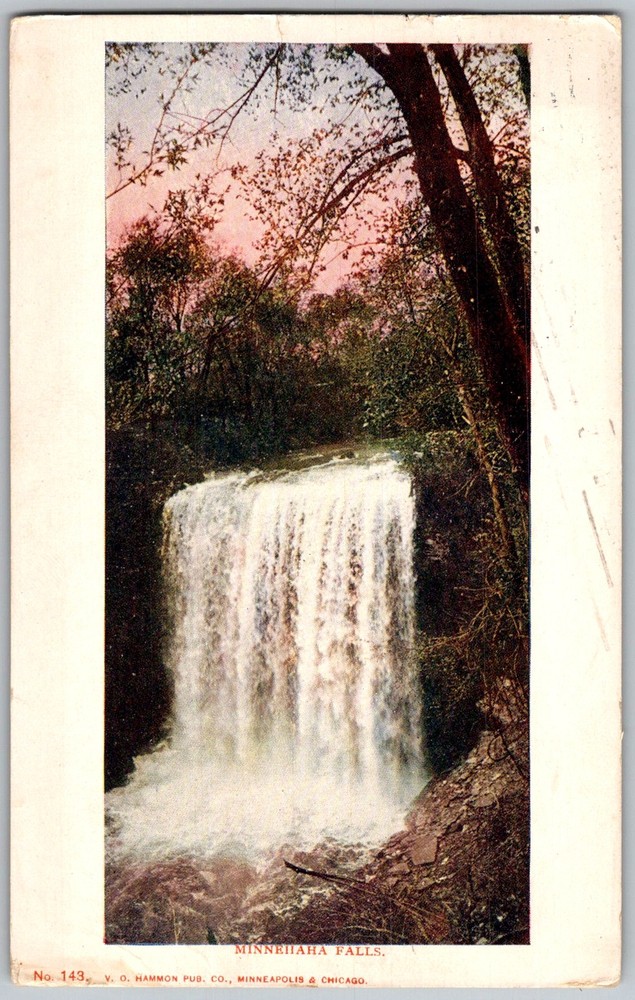 Antique Postcard Minnehaha Falls Waterfall Scene Minneapolis, MN 1900s