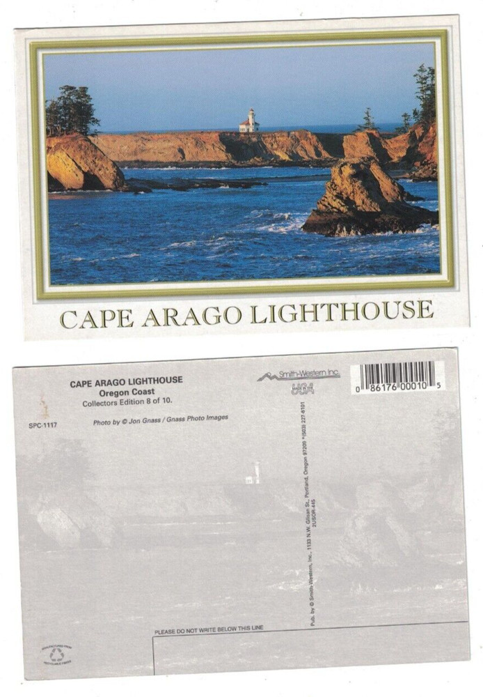 2 Vintage Modern Cape Arago Lighthouse Near Charleston Oregon Coast Postcard