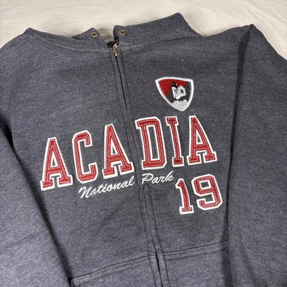 Acadia National Park Zip Up Hoodie Gray Mens Medium Sweatshirt-image
