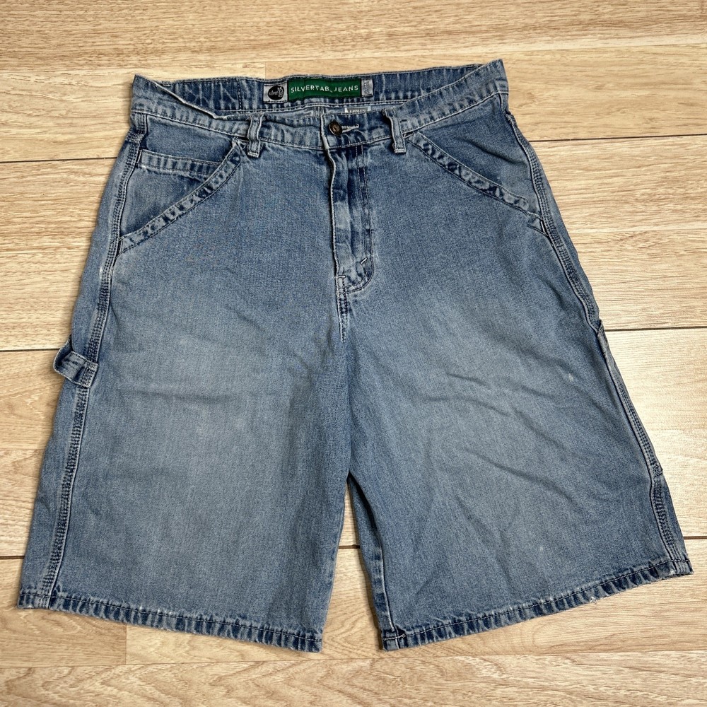 Levis SilverTab Shorts Mens 30 Denim Jorts Carpenter Workwear Hammer Loop Baggy