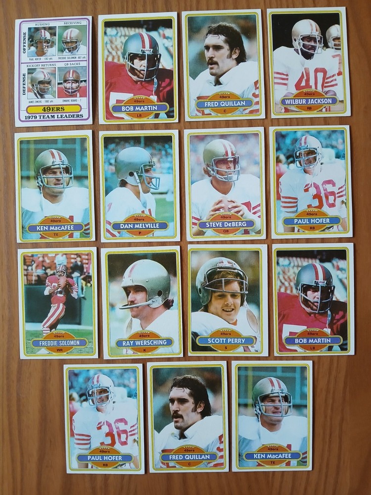 1980 Topps SAN FRANCISCO 49ERS Football Cards - Lot of 15 - TEAM SET - EXMT +