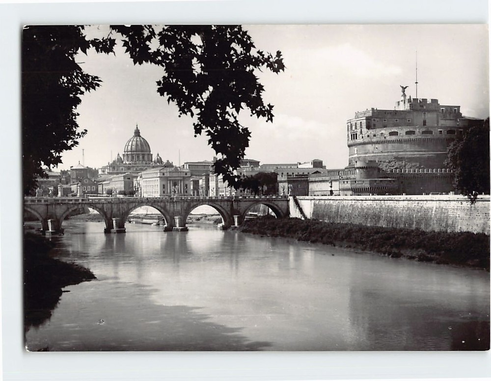 Postcard Sant' Angelo Bridge & Castle Rome Italy