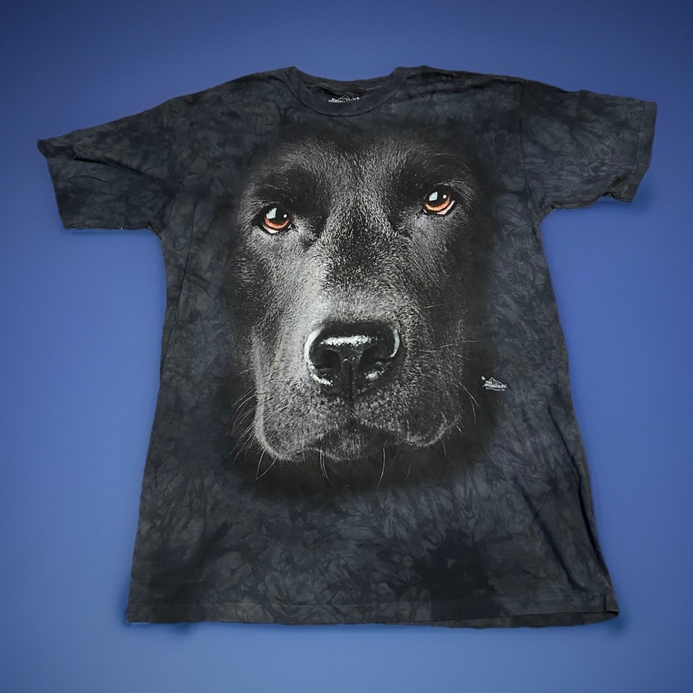 The Mountain T Shirt Mens Xl Black Lab Dog Face Vincent Hie Tie Dye Labrador