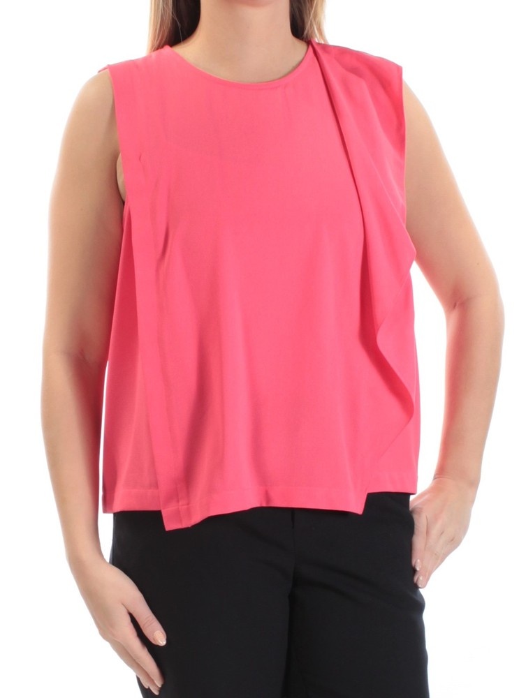 Rachel Roy Womens Pink Ruffled Sleeveless Crew Neck Top Size 6