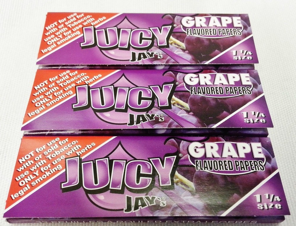 3 Packs Grape JUICY JAYS 1 1/4 Rolls with Free Shipping